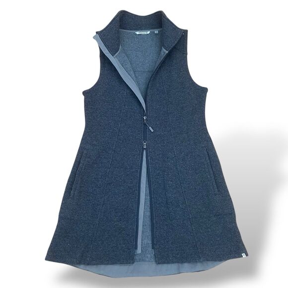 TOAD & Co Women's Gray Vest Size M Sleeveless Wool Blend 2 Way Full Zip Pockets - Picture 8 of 9